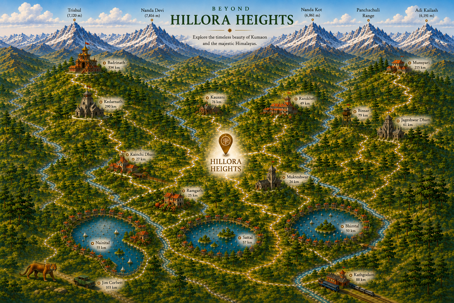 Illustrated Map of the Kumaon region